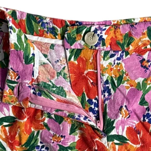Zara Linen Blend High‎ Waisted Floral Shorts Multicolor Size Medium - Picture 6 of 7